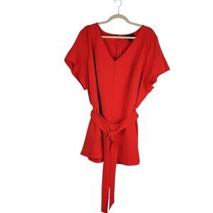 Lane Bryant Top Short Sleeve Belted Peplum Blouse Red size 26 NWT $59.95